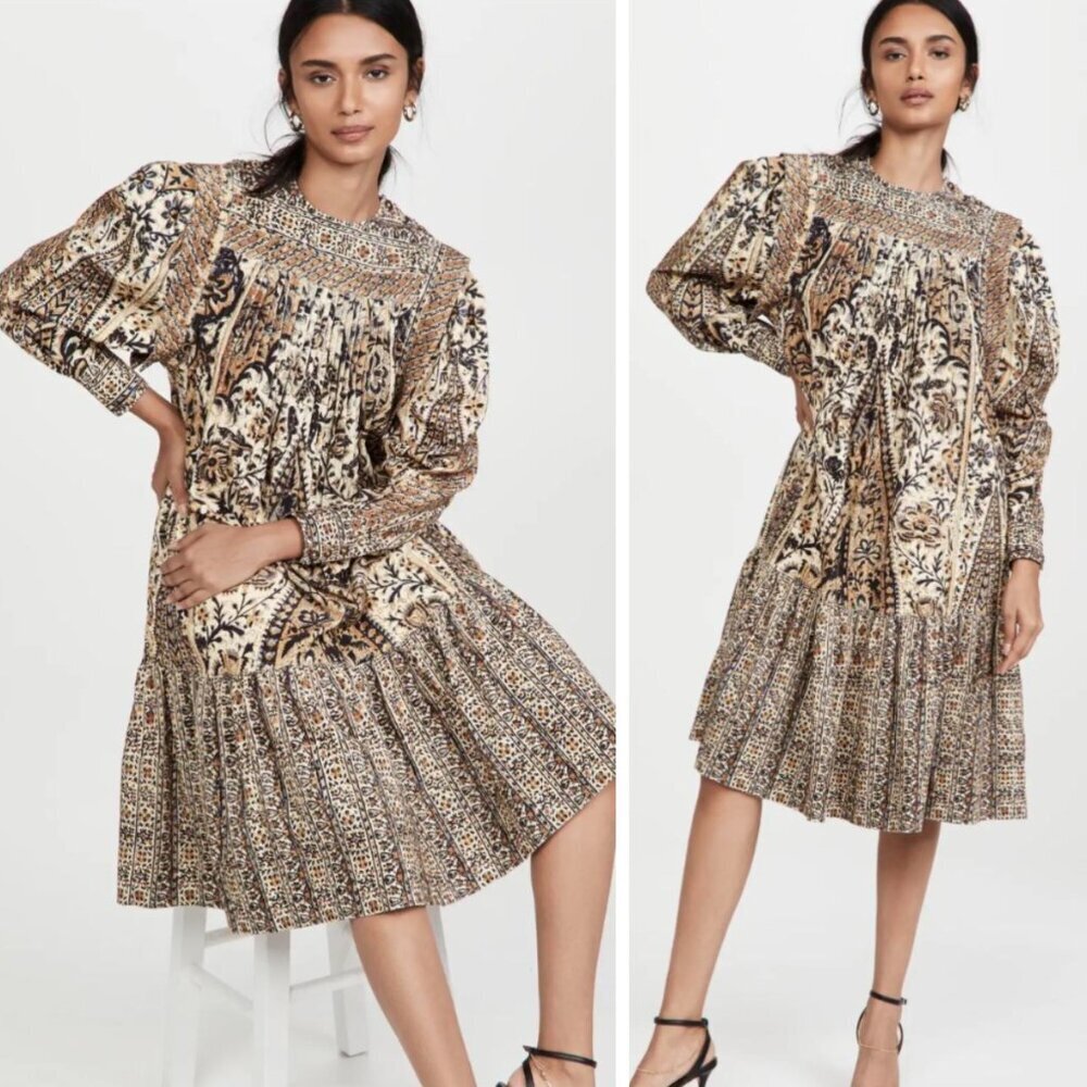 NWT Ulla Johnson Hannah Ruffle Dress in Sandalwood